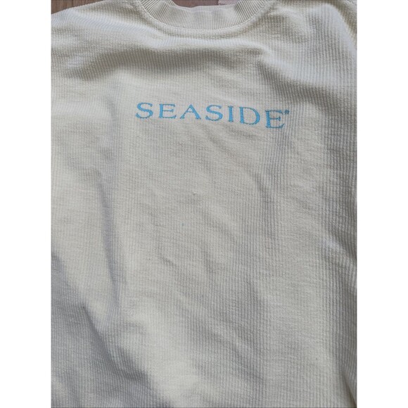 SEASIDE Sweatshirt Youth Medium Light Yellow Ribbed Texture Beach Florida - Picture 6 of 7